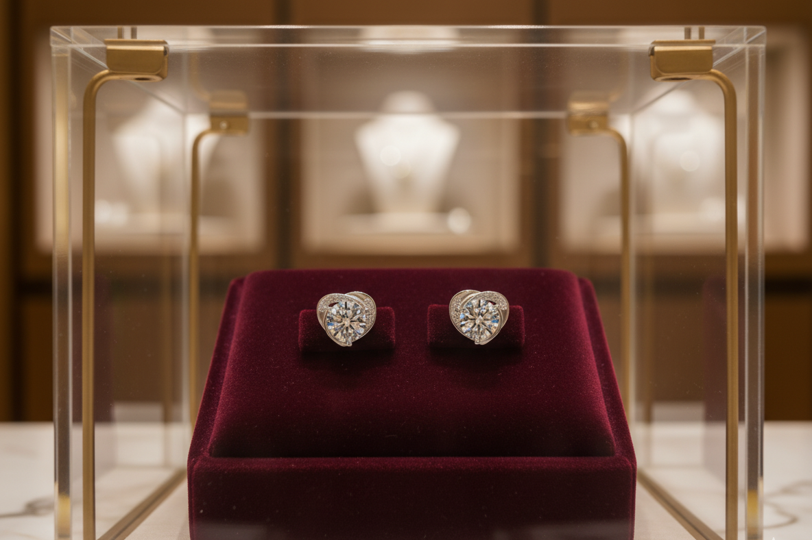 Boucles d’oreilles cœur en Moissanite D Color et argent 925