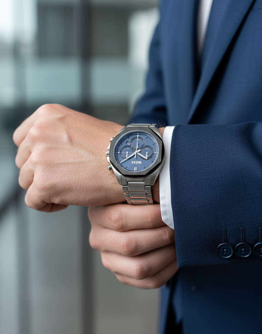 Montre Homme BOSS Cloud Chronographe Acier Inoxydable Cadran Bleu 44 mm