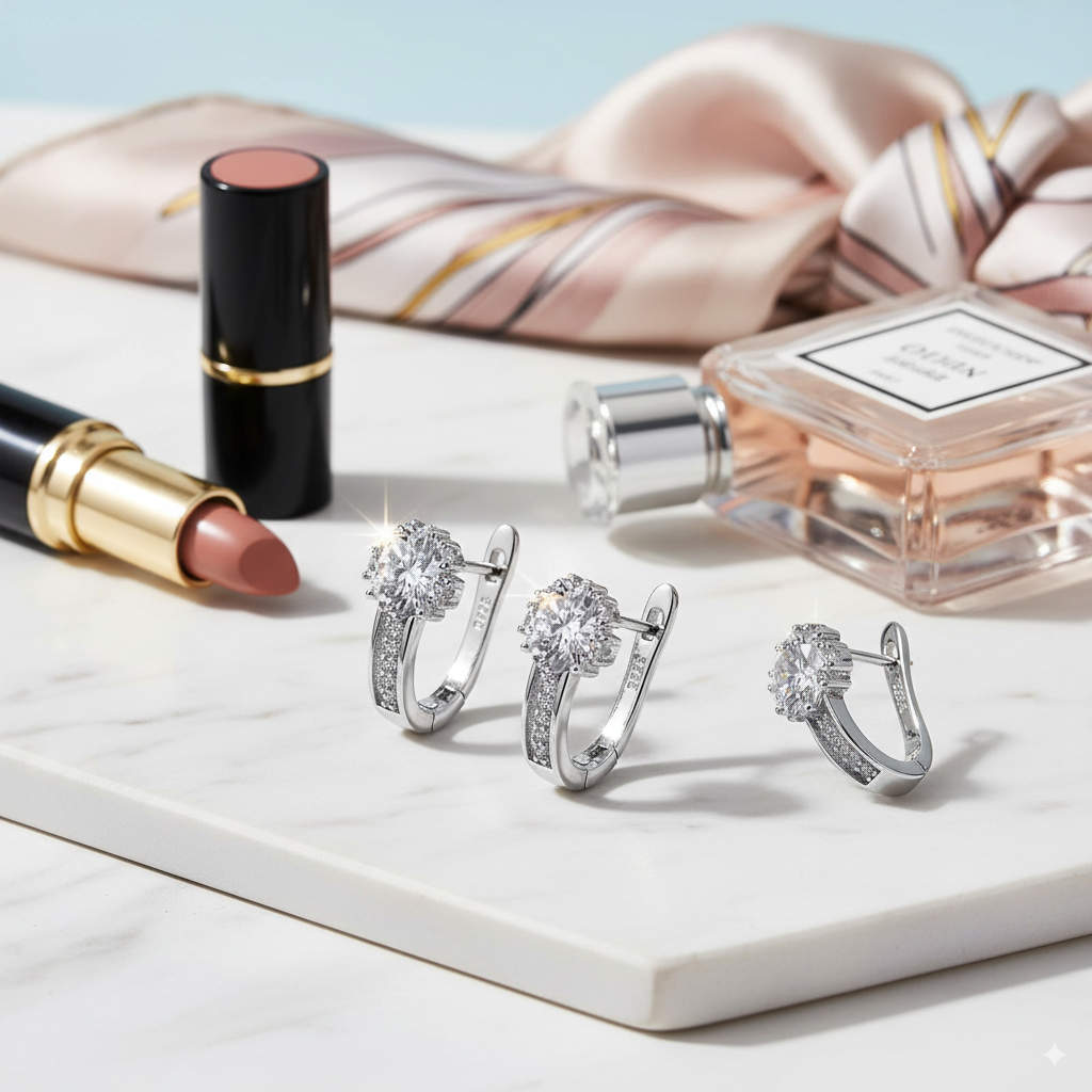 Créoles en argent sterling 925 avec zircons cubiques micro-sertis pour femme