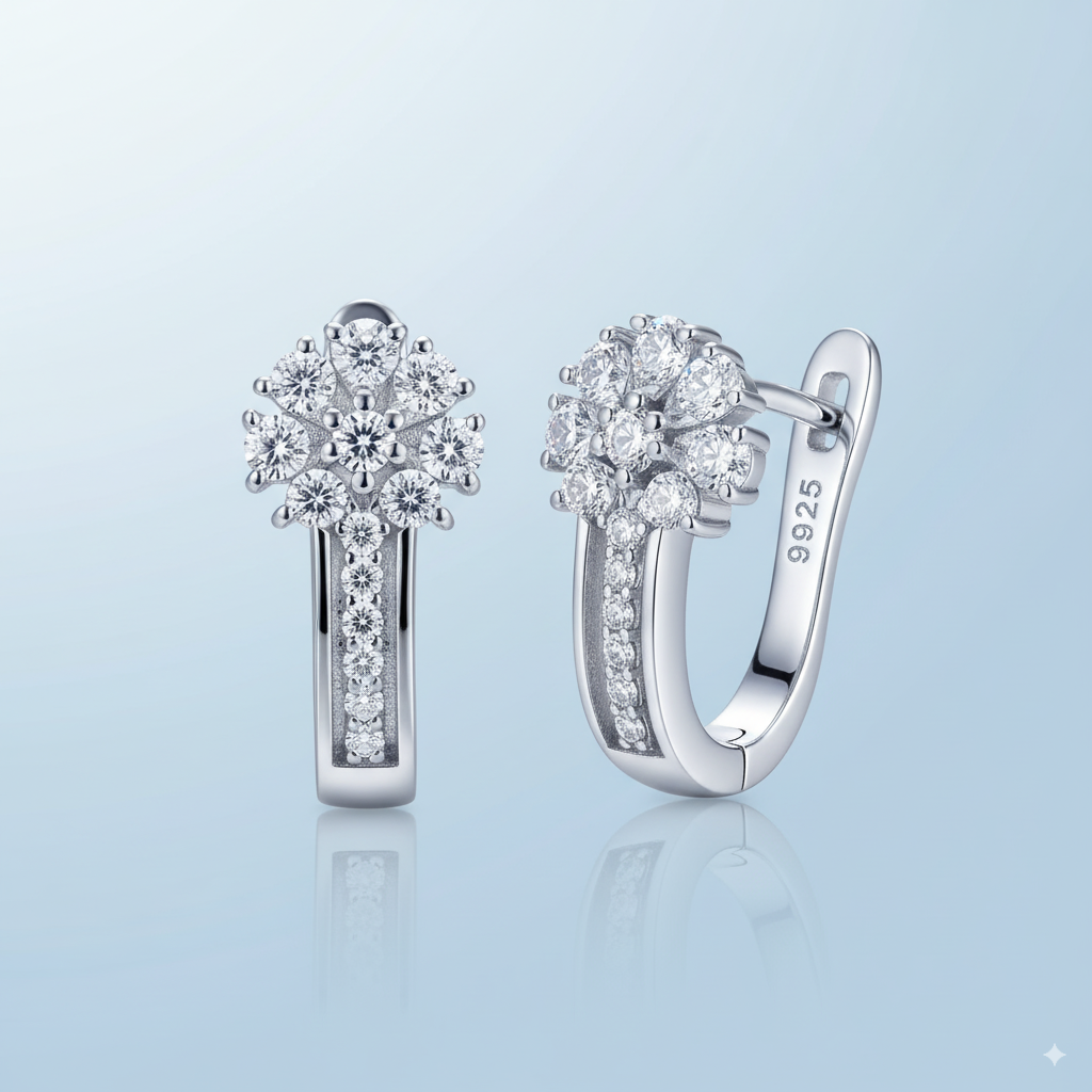 Créoles en argent sterling 925 avec zircons cubiques micro-sertis pour femme