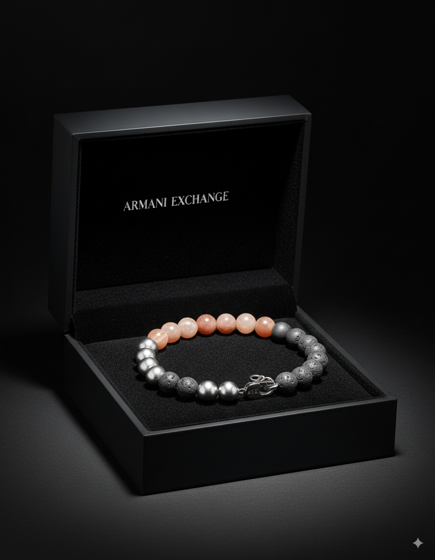 Bracelet Homme Armani Exchange acier inoxydable et perles naturelles