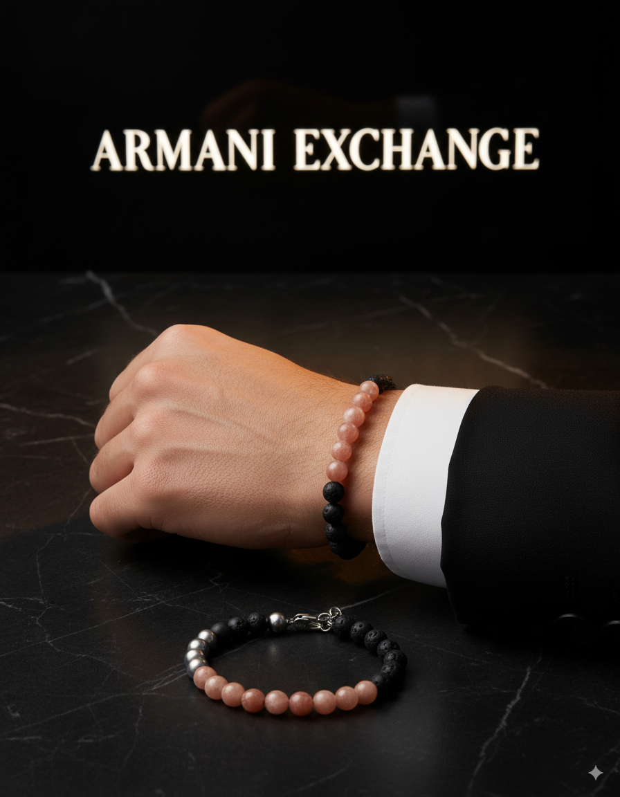 Bracelet Homme Armani Exchange acier inoxydable et perles naturelles