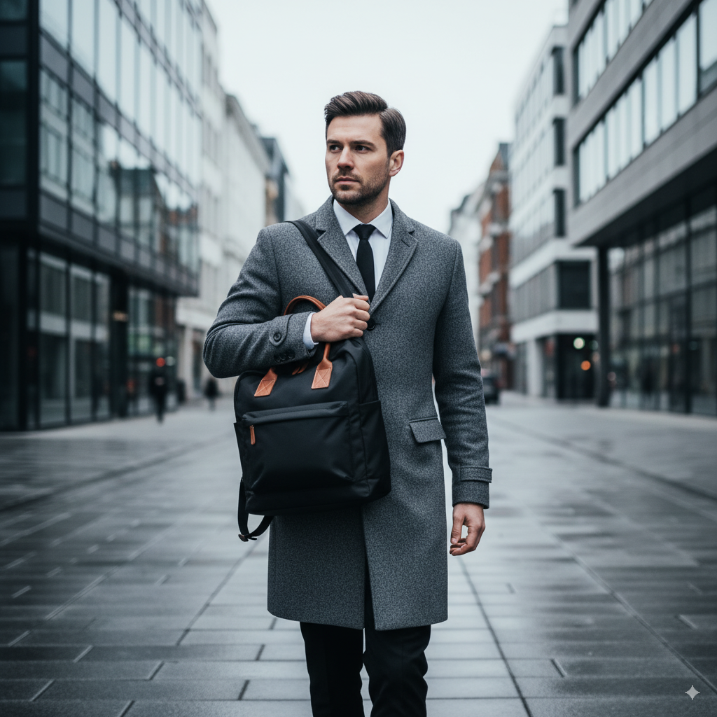 Stockholm Backpack – Sac exécutif noir de luxe scandinave imperméable