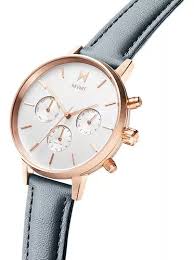 Montre femme MVMT chronographe bracelet gris et boîtier or rose
