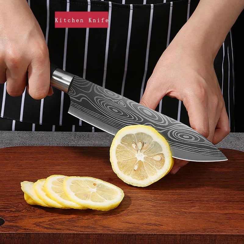Ciseaux opaques de cuisine utilitaires à motif laser Damas, affûtage, acier inoxydable, couteau de chef tranchant, outil de cuisine, le plus récent ensemble