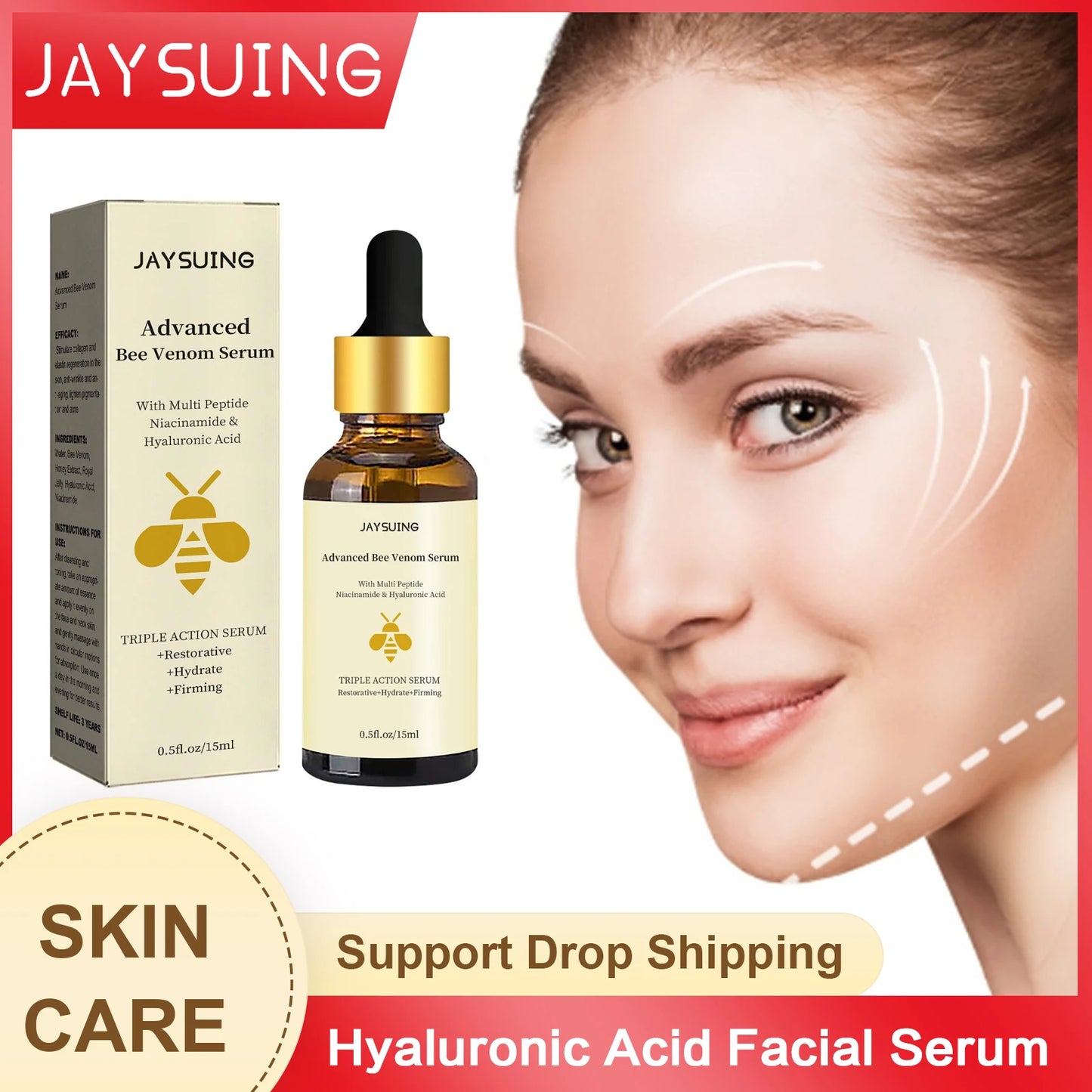Sérum Visage à l’Acide Hyaluronique – Anti-Âge, Anti-Rides & Éclat