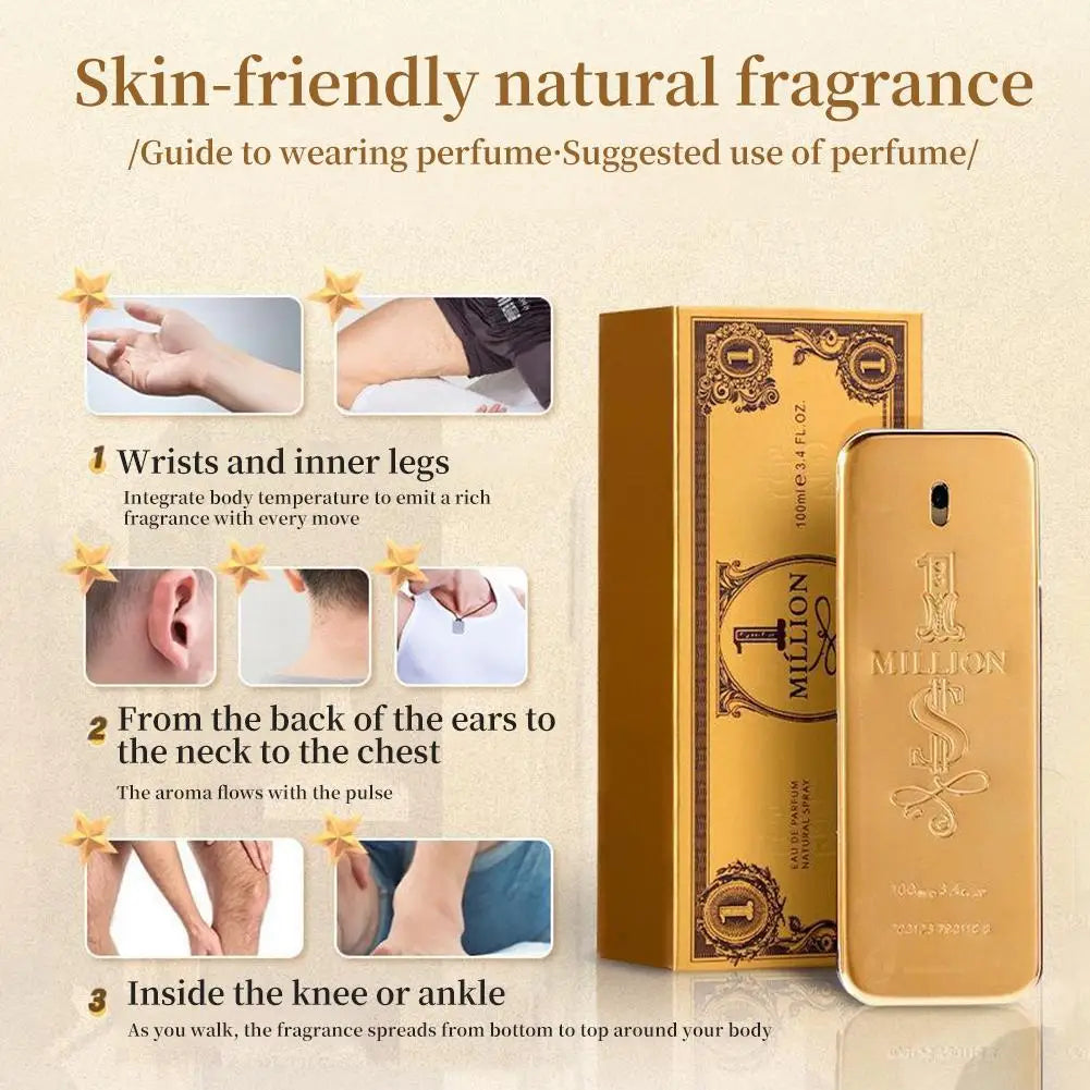 Sexuellement Golden Millionaire Charmante pour Homme, sexuellement Homme, Bois, Cuir, Note, Deep Aroma, 100ml