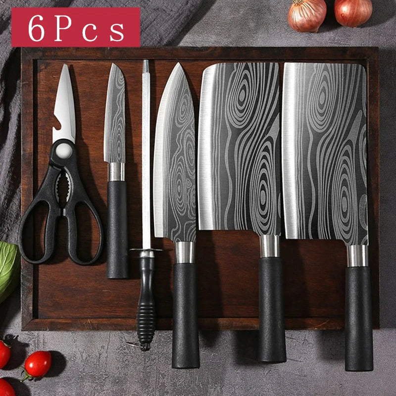 Ciseaux opaques de cuisine utilitaires à motif laser Damas, affûtage, acier inoxydable, couteau de chef tranchant, outil de cuisine, le plus récent ensemble