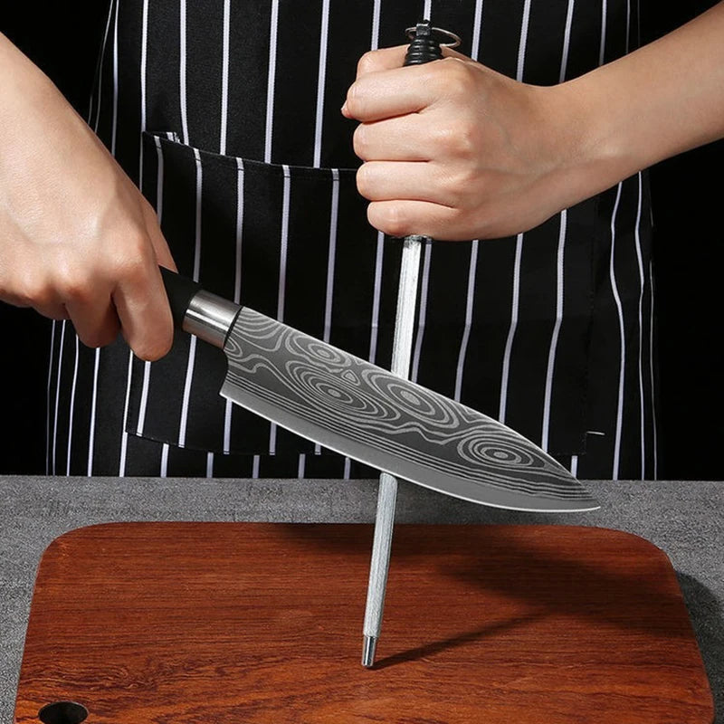 Ciseaux opaques de cuisine utilitaires à motif laser Damas, affûtage, acier inoxydable, couteau de chef tranchant, outil de cuisine, le plus récent ensemble