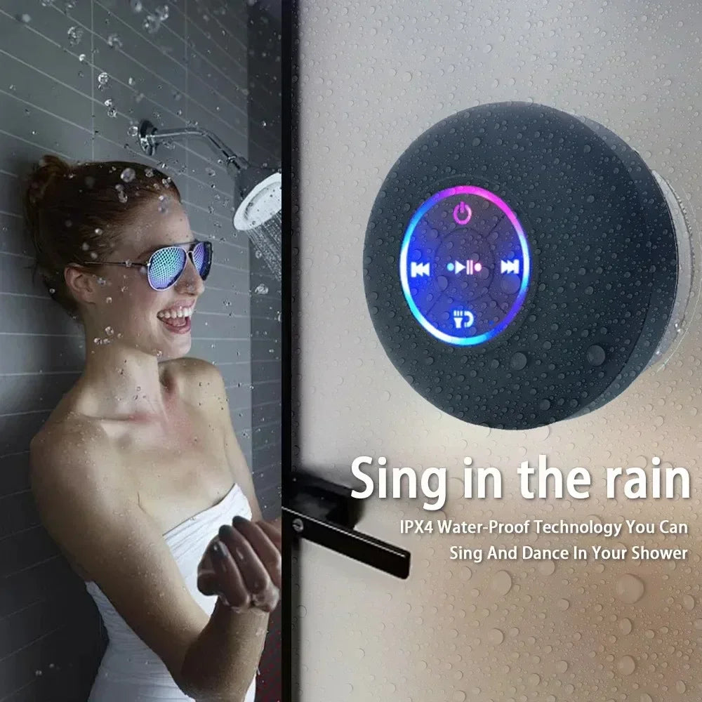 Lumières LED étanches IPX4, audio Bluetooth portable, extérieur, grande ventouse, haut-parleur mural, absorption possible