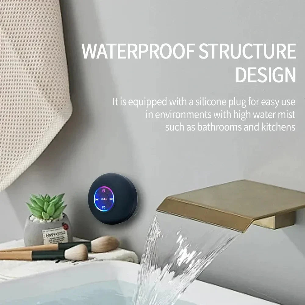 Lumières LED étanches IPX4, audio Bluetooth portable, extérieur, grande ventouse, haut-parleur mural, absorption possible