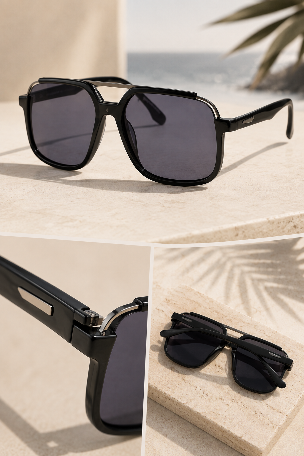 Trussardi — Lunettes de Soleil Aviateur Noires pour Homme
