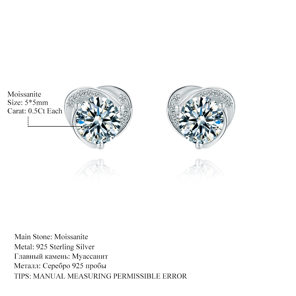 Boucles d’oreilles cœur en Moissanite D Color et argent 925