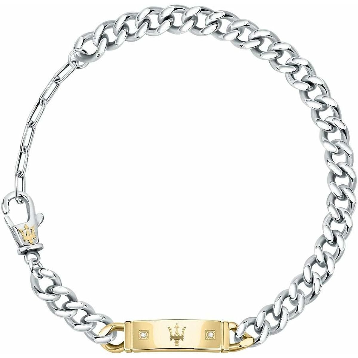 Bracelet Maserati pour homme en acier bicolore – Plaque centrale dorée