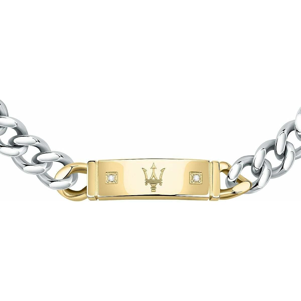 Bracelet Maserati pour homme en acier bicolore – Plaque centrale dorée