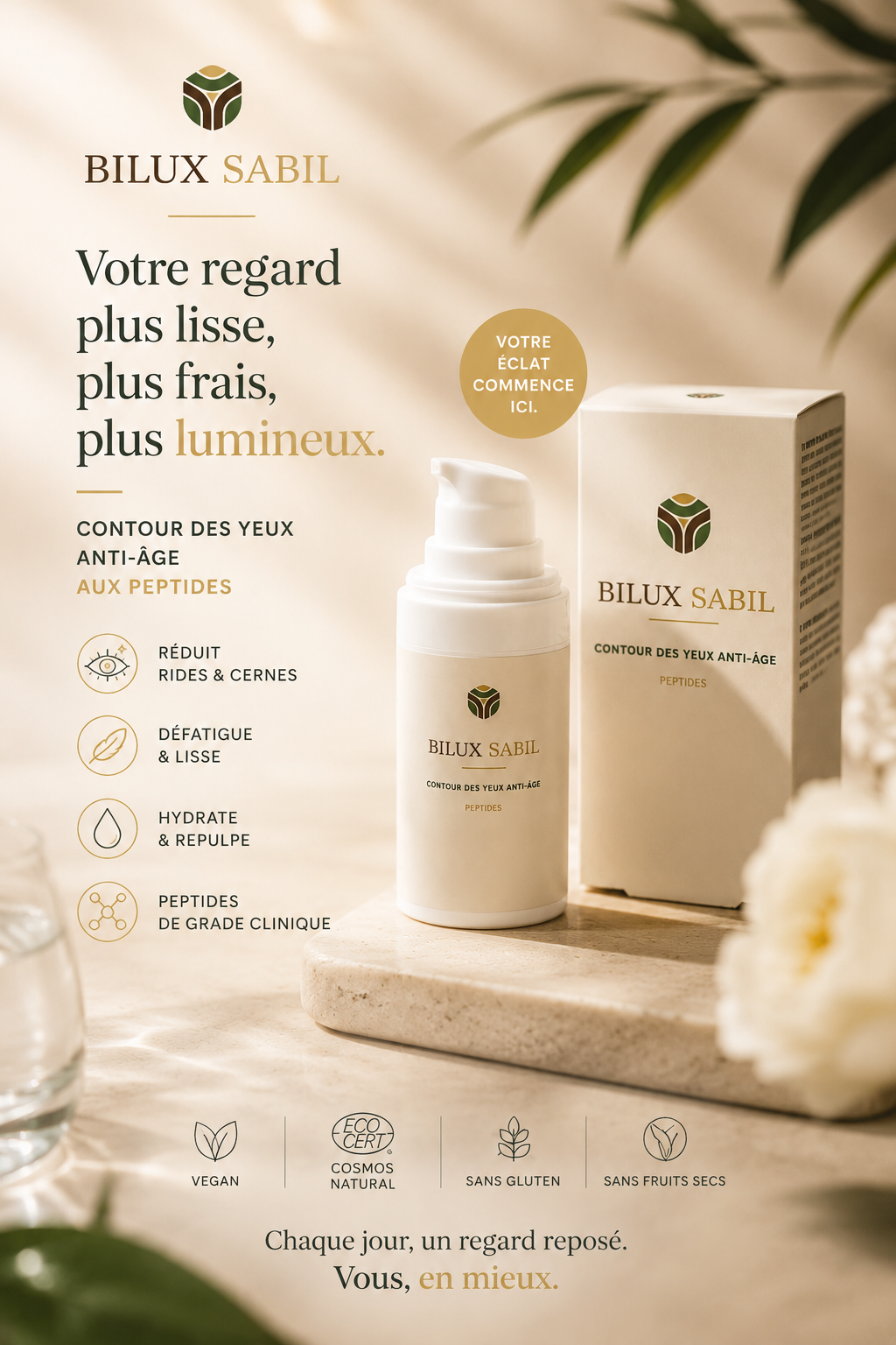 BILUX SABIL – Crème Contour des Yeux Anti-Âge aux Peptides