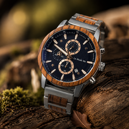 Montre Timberline Blue en Bois Naturel – Cadran Bleu Éco-Responsable