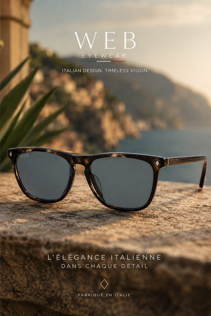Web Eyewear — Lunettes de Soleil Homme Havana Foncé à Verres Gris-Vert