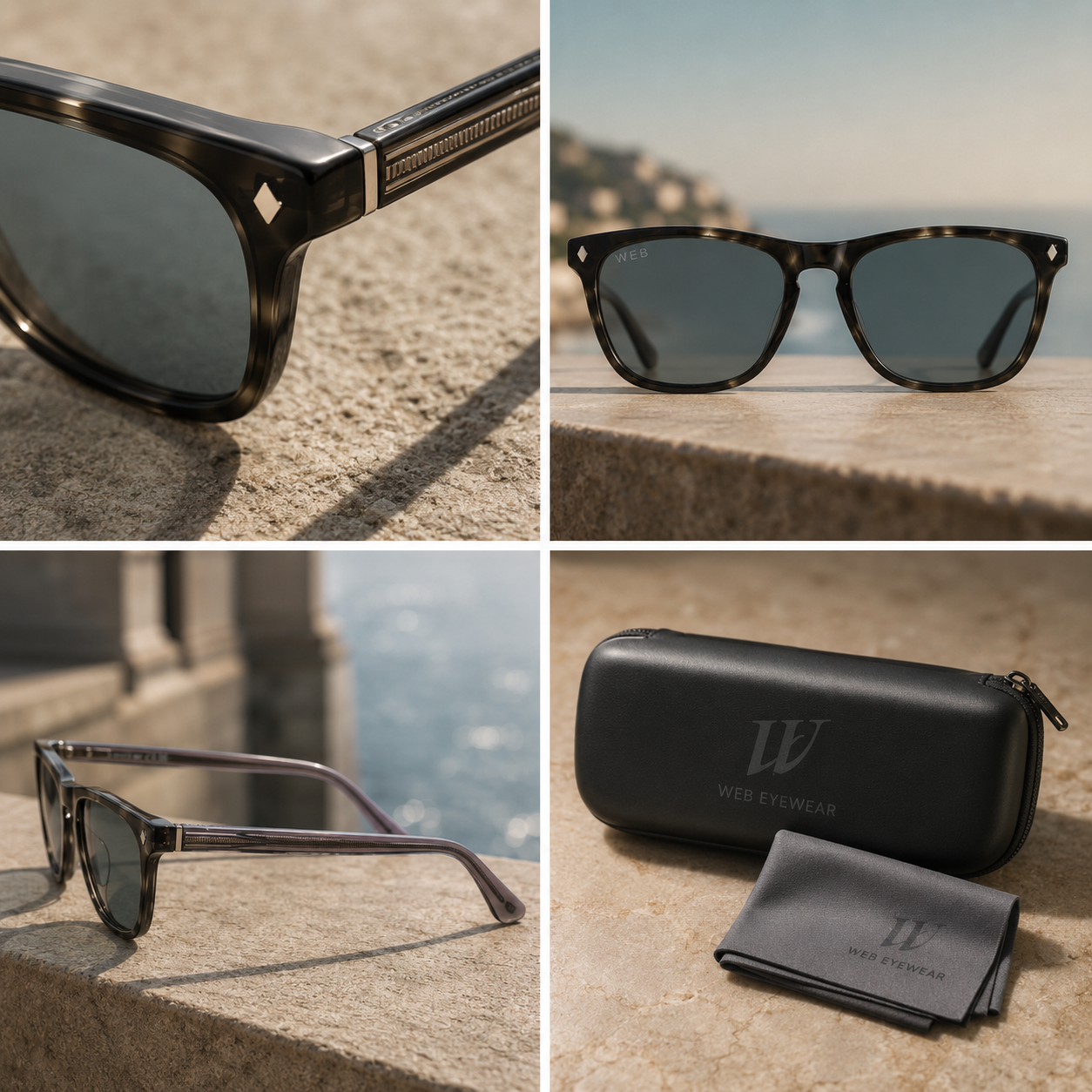 Web Eyewear — Lunettes de Soleil Homme Havana Foncé à Verres Gris-Vert