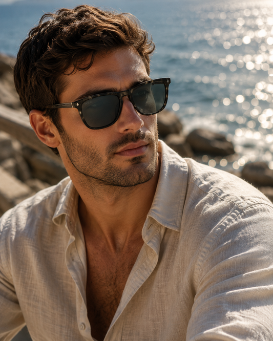 Web Eyewear — Lunettes de Soleil Homme Havana Foncé à Verres Gris-Vert
