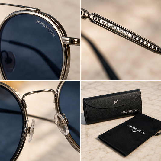 Lunettes de soleil femme Mauboussin — Aviateur argenté, verres bleus polarisés
