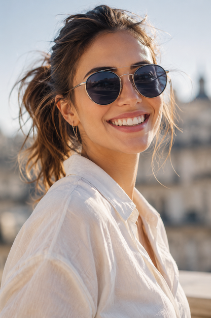 Lunettes de soleil femme Mauboussin — Aviateur argenté, verres bleus polarisés