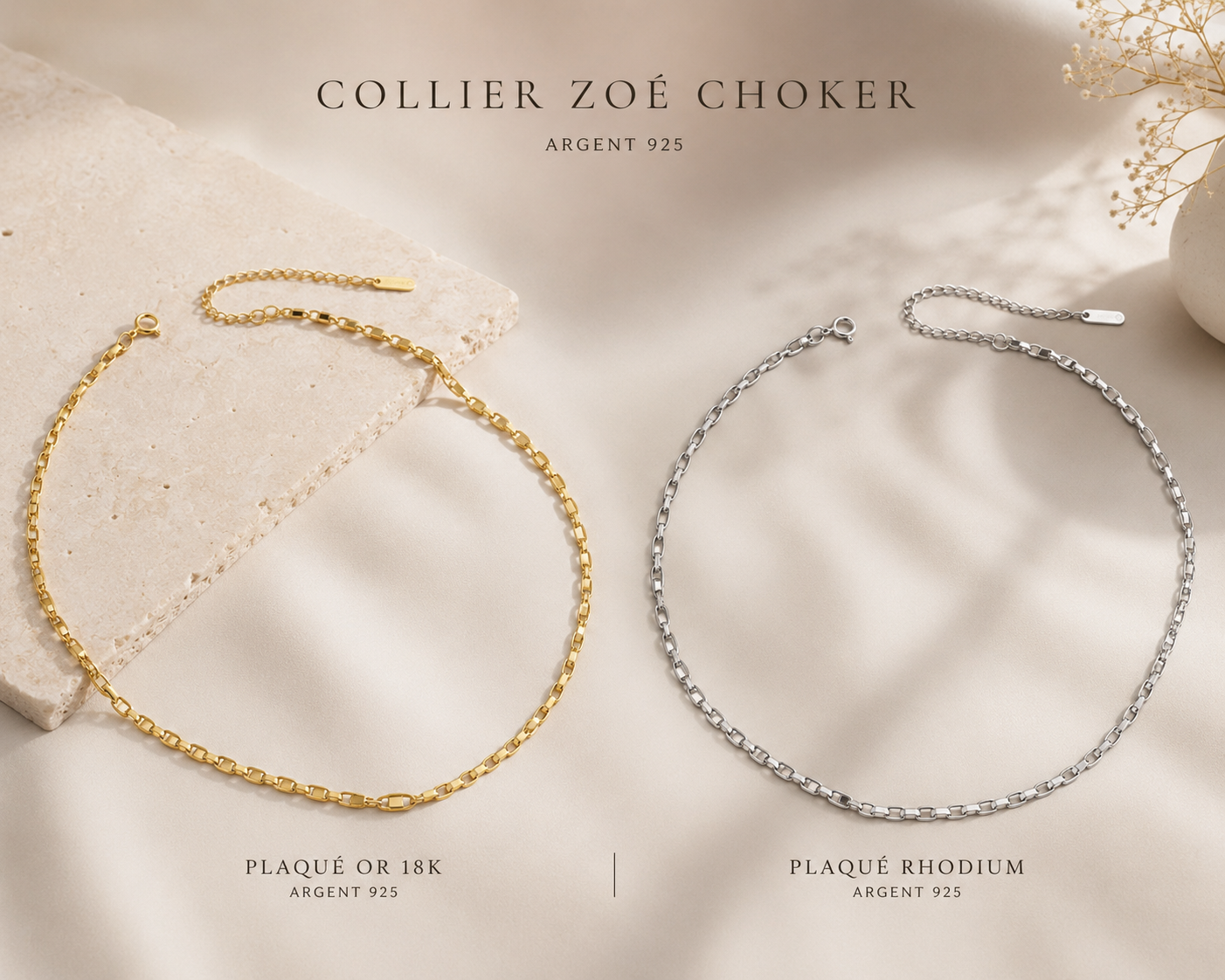 Collier Choker Zoé Doré — Argent 925