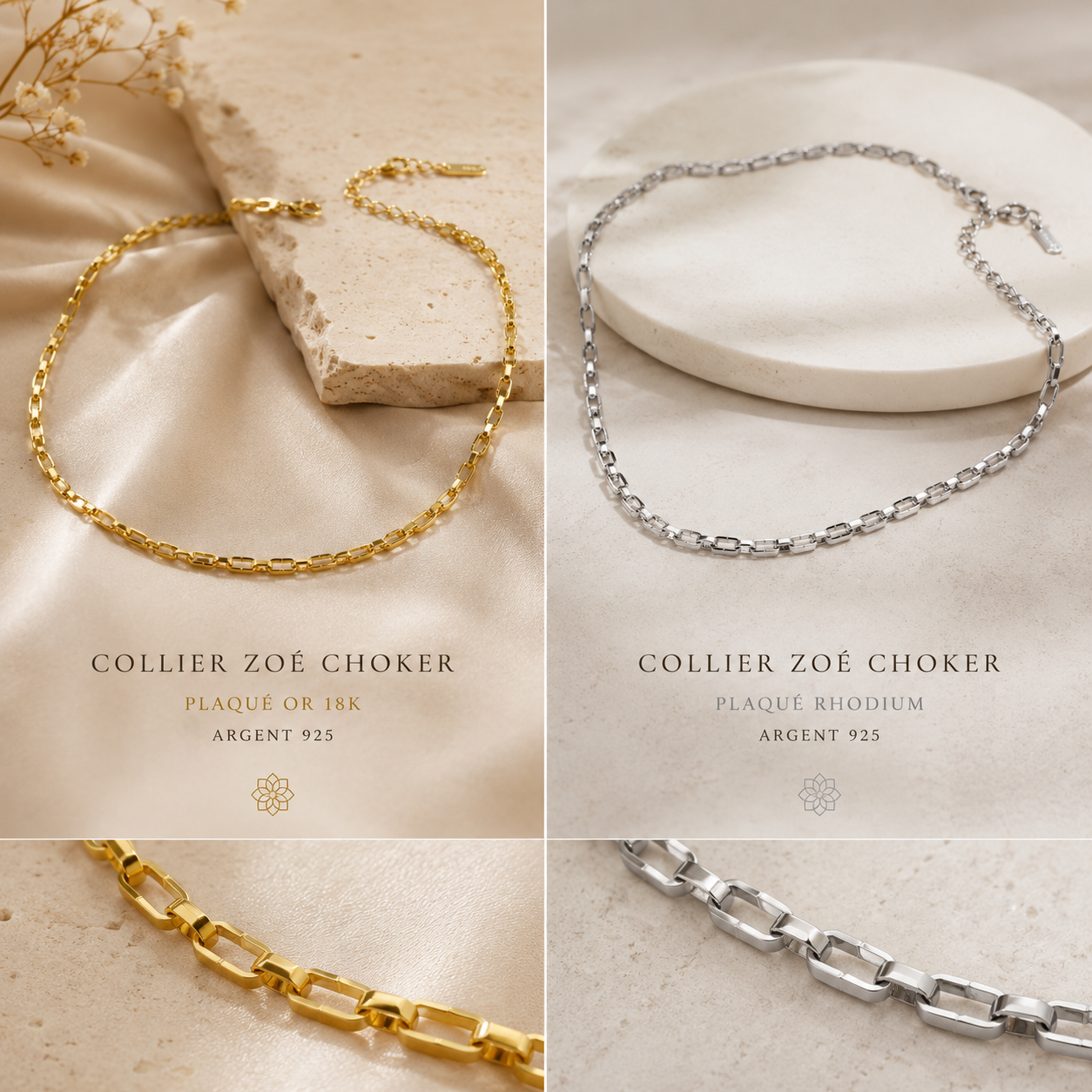 Collier Choker Zoé Doré — Argent 925