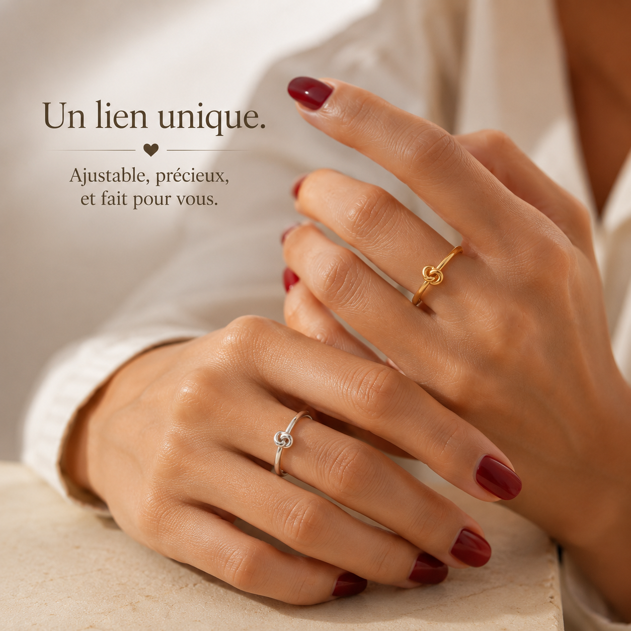 Bague Lelia Ajustable en Argent 925 – Or 18k ou Rhodium