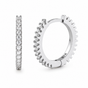 Boucles d'Oreilles Créoles Femme — Argent 925 Rhodié, Zircons Blancs 15 mm