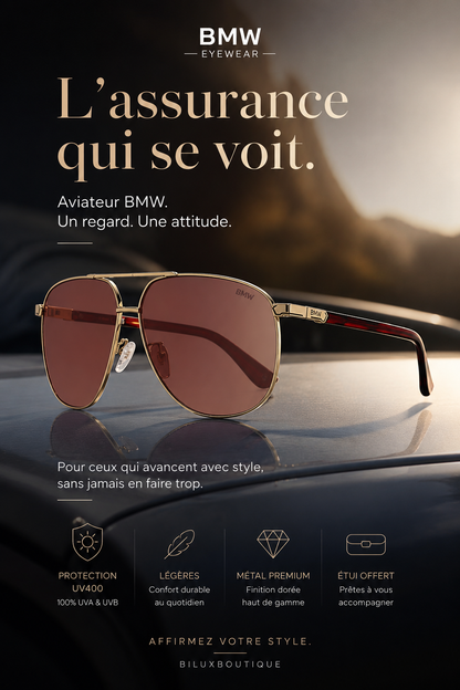 BMW – Lunettes de Soleil Aviateur Homme Doré