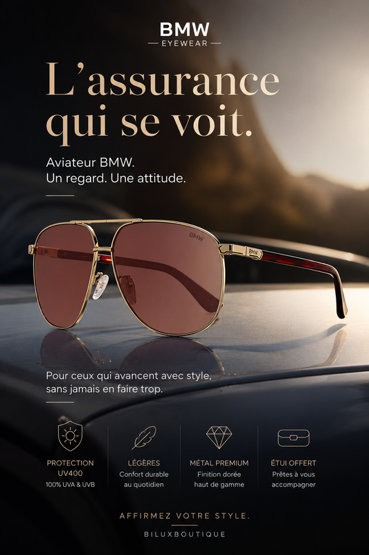 BMW – Lunettes de Soleil Aviateur Homme Doré