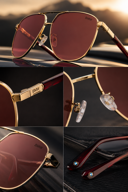 BMW – Lunettes de Soleil Aviateur Homme Doré