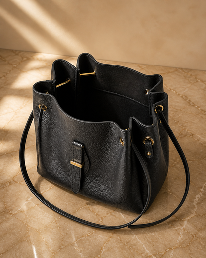 Sac à main femme en cuir noir Dione — fabriqué en Italie