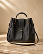 Sac à main femme en cuir noir Dione — fabriqué en Italie