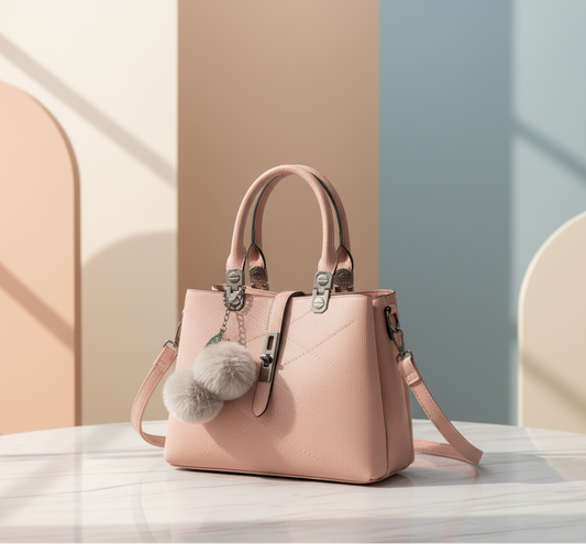 Sac à main femme structuré avec bandoulière réglable – Rose