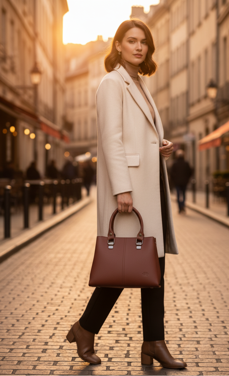 Sac Femme Structuré Bordeaux