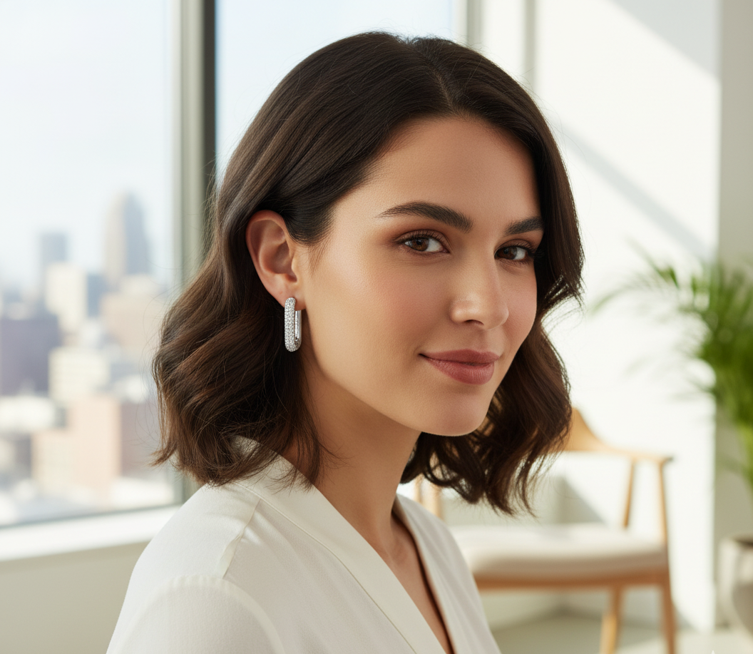 Boucles d’Oreilles Metropolitan Glow en Argent 925 – Plaqué Or Rose ou Argent