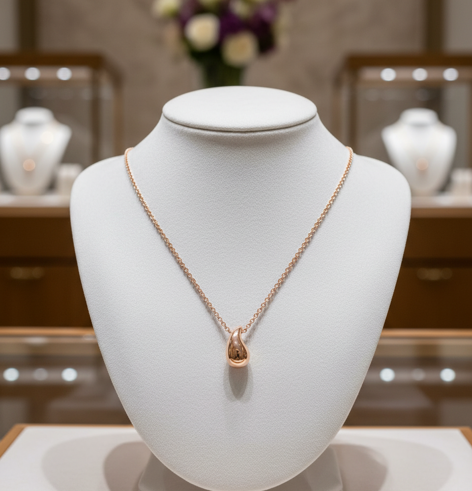 Collier Goutte d’Eau en Argent 925 Plaqué Or Rose ou Rhodium