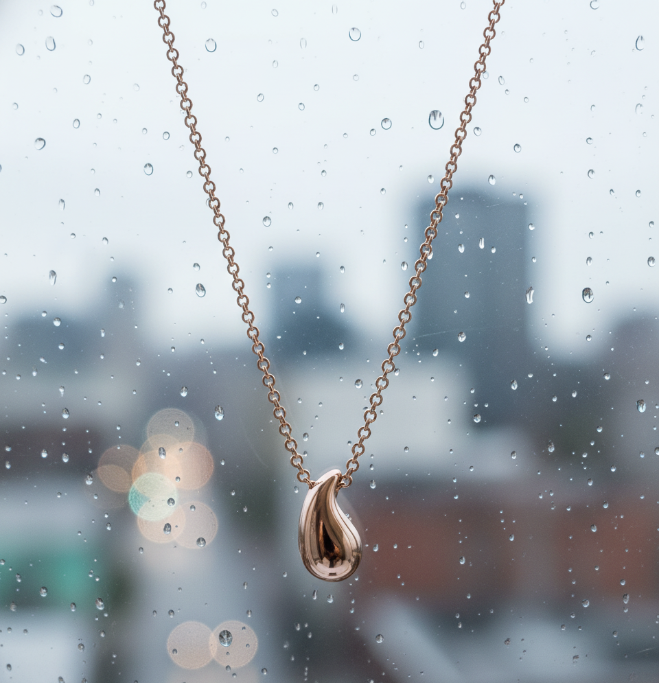 Collier Goutte d’Eau en Argent 925 Plaqué Or Rose ou Rhodium