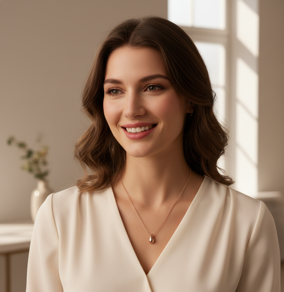 Collier Goutte d’Eau en Argent 925 Plaqué Or Rose ou Rhodium