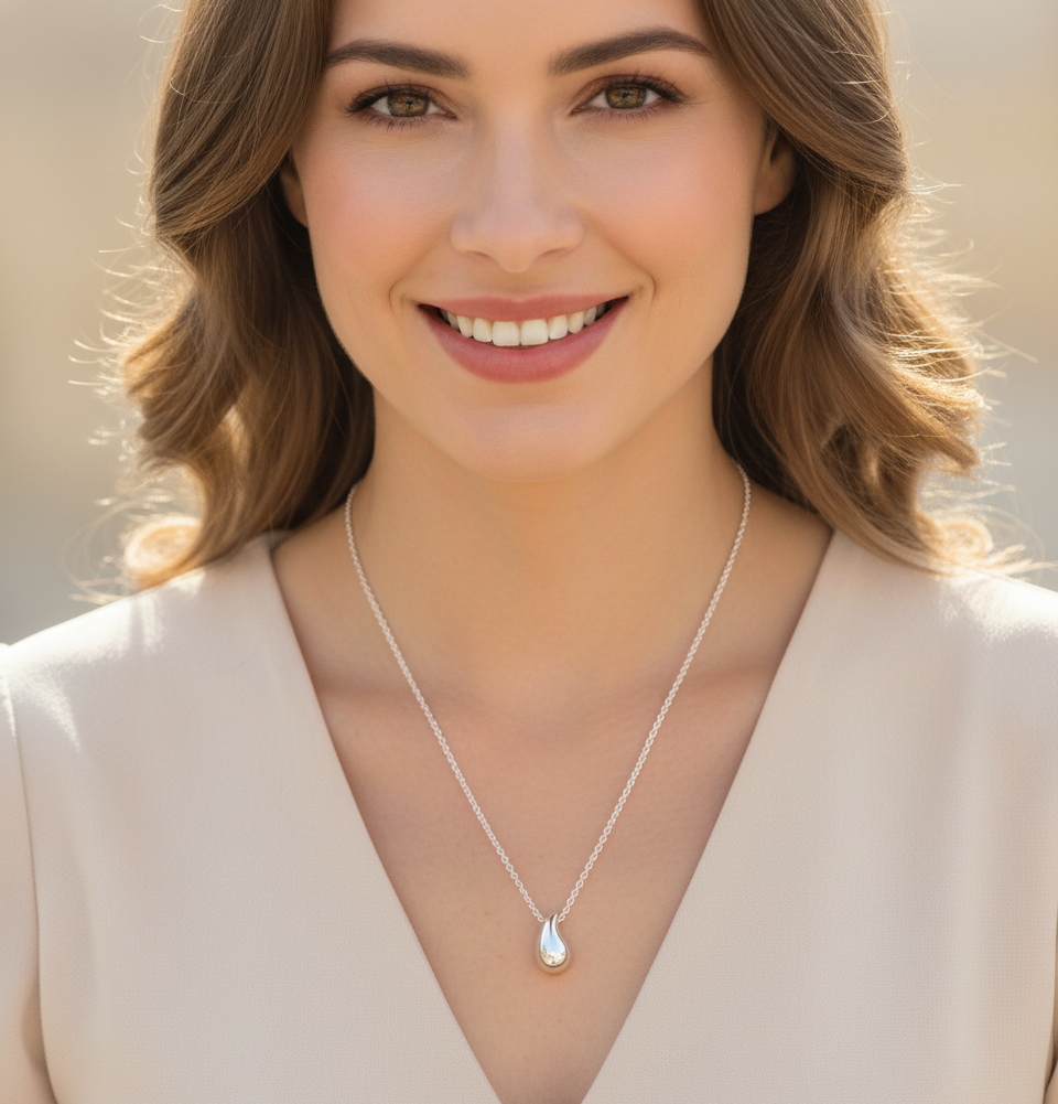 Collier Goutte d’Eau en Argent 925 Plaqué Or Rose ou Rhodium