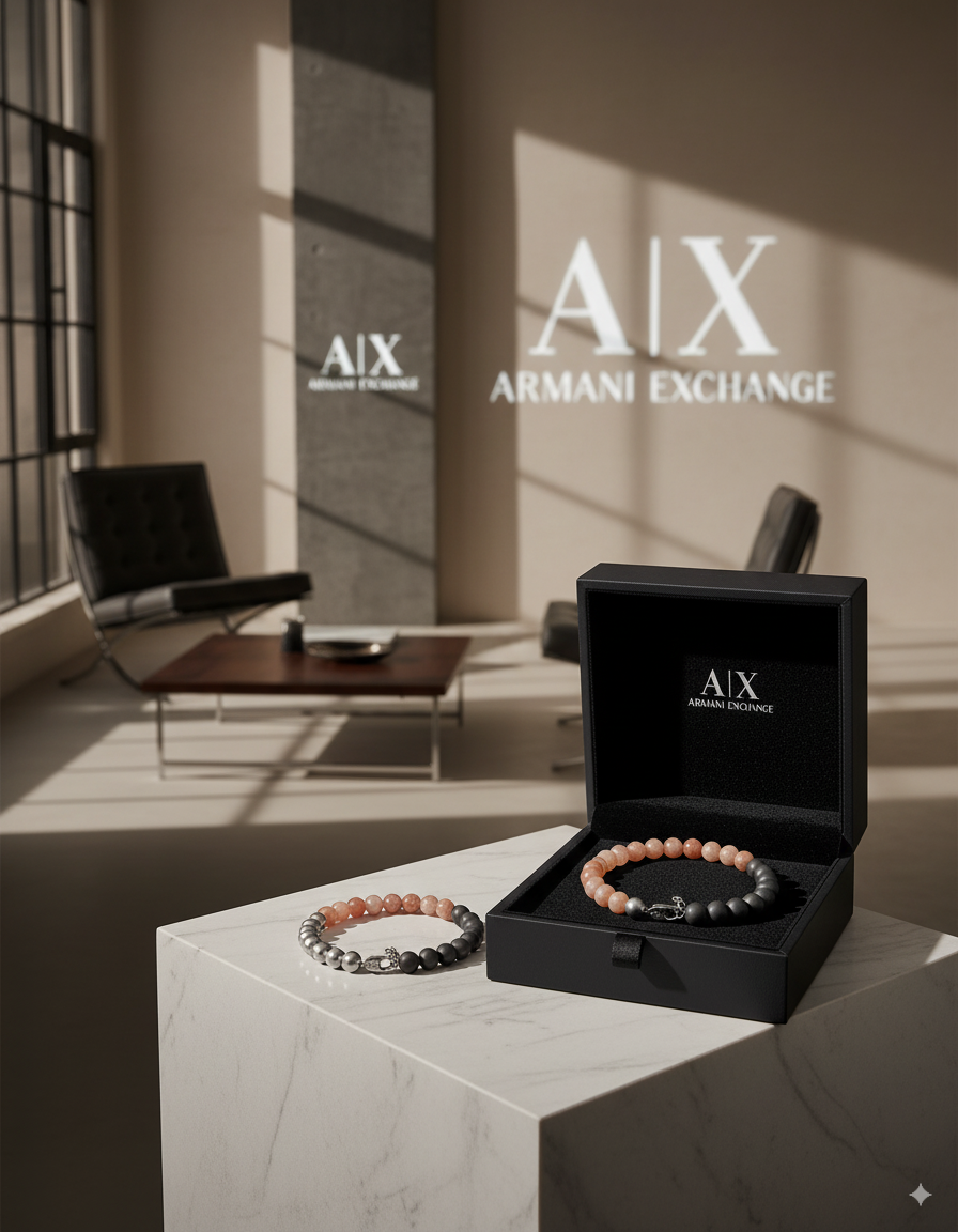Bracelet Homme Armani Exchange acier inoxydable et perles naturelles