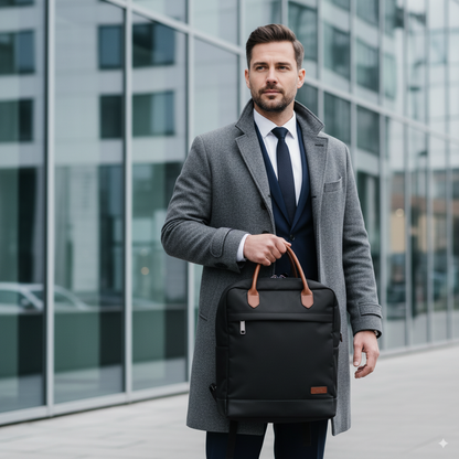Mochila Estocolmo — Toile Technique & Cuir, Minimalisme Scandinave
