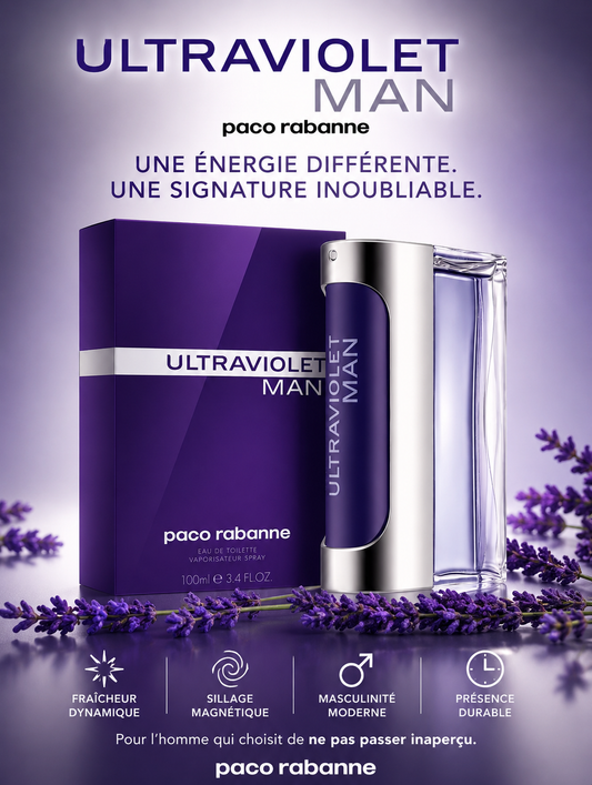 Paco Rabanne Ultraviolet Man Eau de Toilette – Parfum Homme Frais Boisé Intense