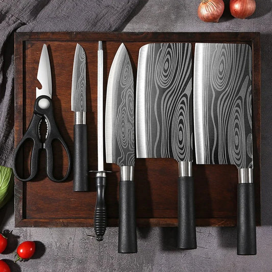 Ciseaux opaques de cuisine utilitaires à motif laser Damas, affûtage, acier inoxydable, couteau de chef tranchant, outil de cuisine, le plus récent ensemble