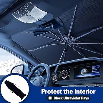 Pare-soleil voiture pliable type parapluie – Protection thermique et anti-UV pour pare-brise (2025)